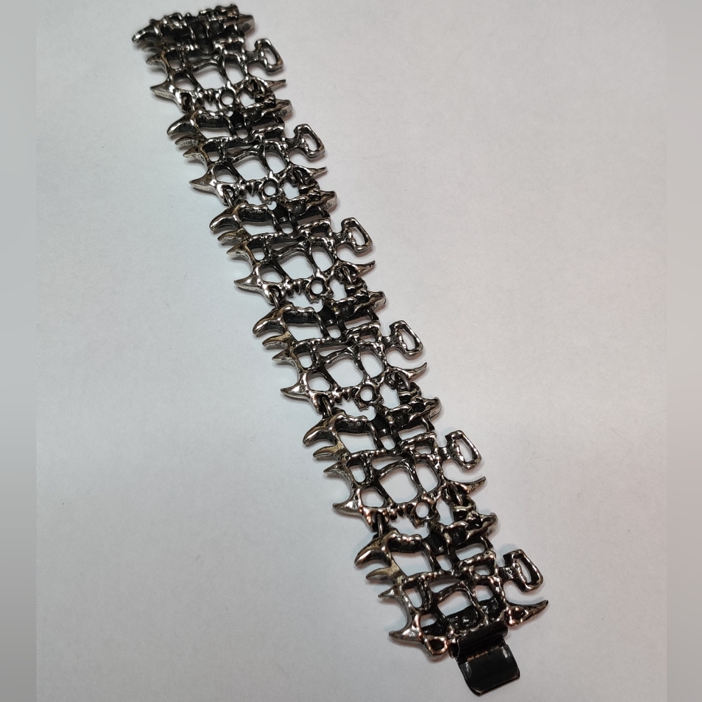 Vintage Modernist Brutalist Signed Gilles Guy Vidal Panel Bracelet